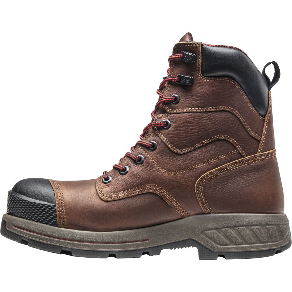 Timberland Μποτακια Εργασίας Ανδρικα Καφε/Μαυρα - Pro® Endurance Hd 8\" Comp Toe - Greece 2158064-OQ